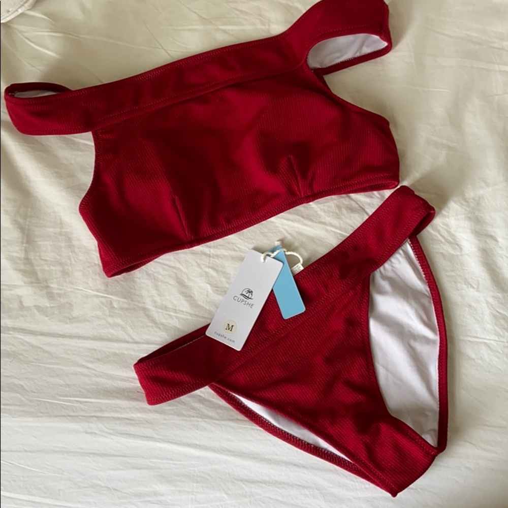 Cupshe off the shoulder, high waisted M swim suit